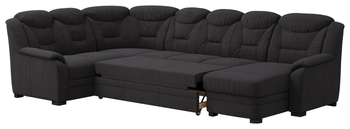Wohnlandschaft Marcus Schwarz inkl. Bettkasten - Schwarz, Basics, Textil (211/330/162cm) - MID.YOU