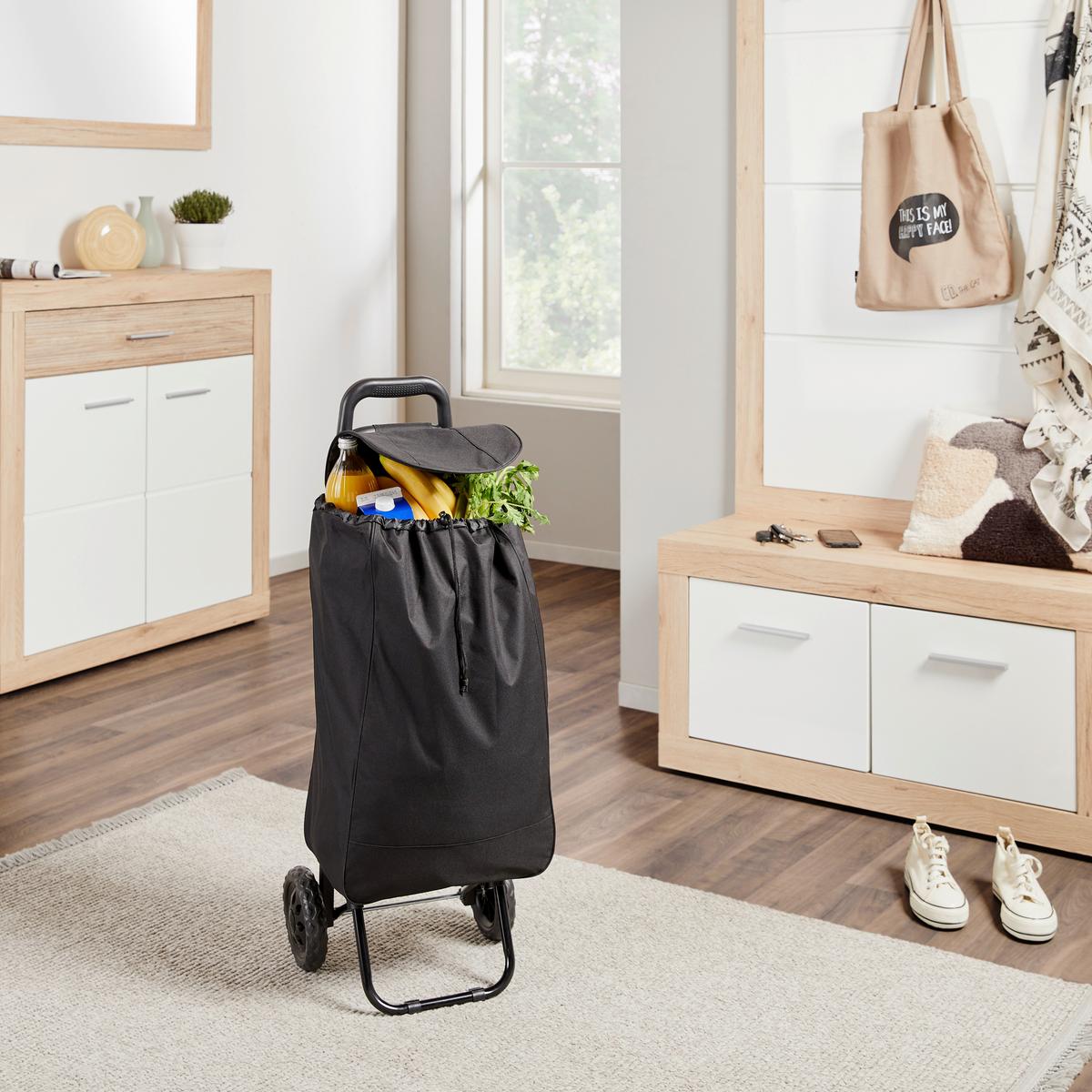 Bevásárlókocsi Pengyou - fekete/ezüstszínű, Konventionell, műanyag/textil (92/35/28cm) - Luca Bessoni