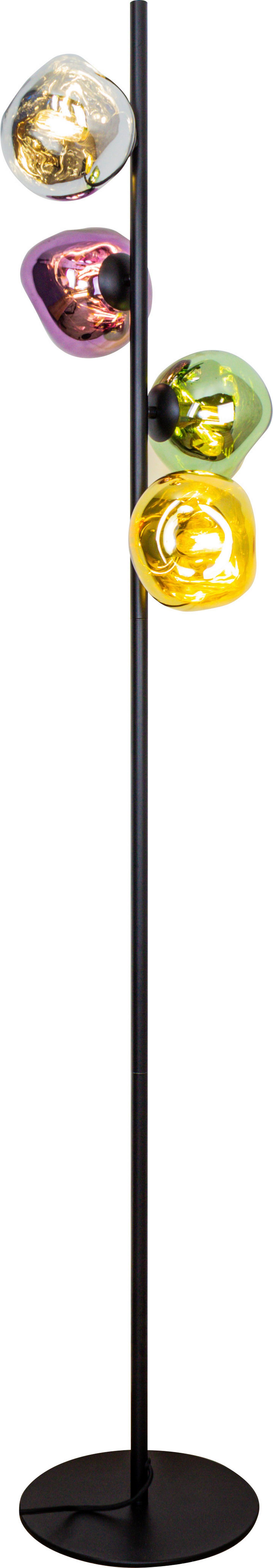 Stehleuchte Canopus Multicolor D: 28 cm - Multicolor/Schwarz, Basics, Glas/Metall (28/160cm)