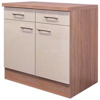 Küchenunterschrank Nepal 80 cm Kaschmir/Eiche Dekor 2-Türig - Kaschmir/Sonoma Eiche, MODERN, Holzwerkstoff (80/86/60cm) - FlexWell