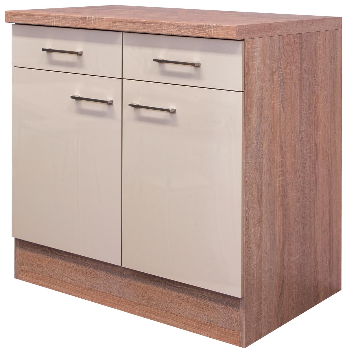 Küchenunterschrank Nepal 80 cm Kaschmir/Eiche Dekor 2-Türig - Kaschmir/Sonoma Eiche, MODERN, Holzwerkstoff (80/86/60cm) - FlexWell