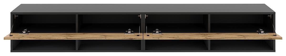 Lowboard Derby 200 - Eiche Wotan/Schwarz, Design, Holzwerkstoff (200/31,5/32,5cm) - Livetastic