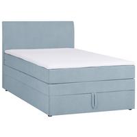 Boxspringbett mit Topper & Bettkasten 90x200 Wickie - Schwarz/Hellblau, KONVENTIONELL, Holz/Textil (90/200cm)