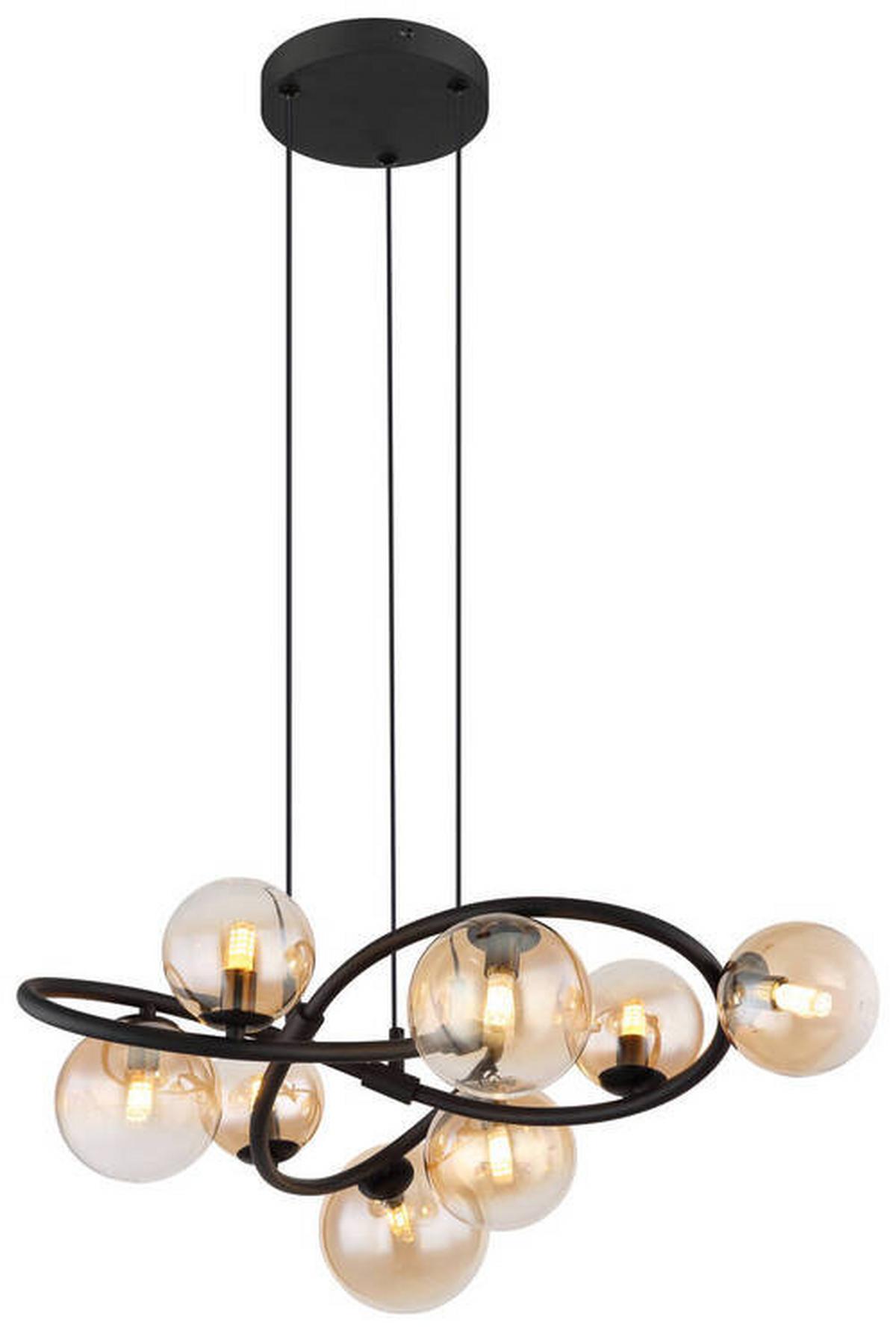 Hängeleuchte 56141-8h - Klar/Schwarz, Design, Glas/Metall (65/120cm) - Globo