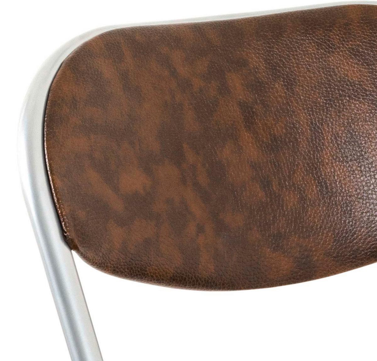 Klappsessel Kurt Stahl/lederlook - Alufarben/Braun, MODERN, Metall (47/79/53cm)