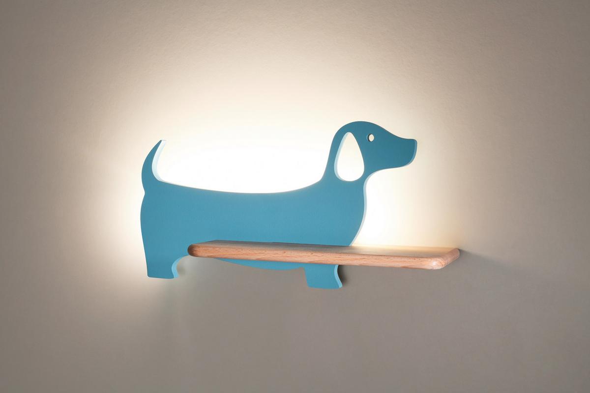 Kinderwandleuchte 21-02976 Dog - Hellblau, KONVENTIONELL, Holz/Holzwerkstoff (36.5/12/18.5cm)