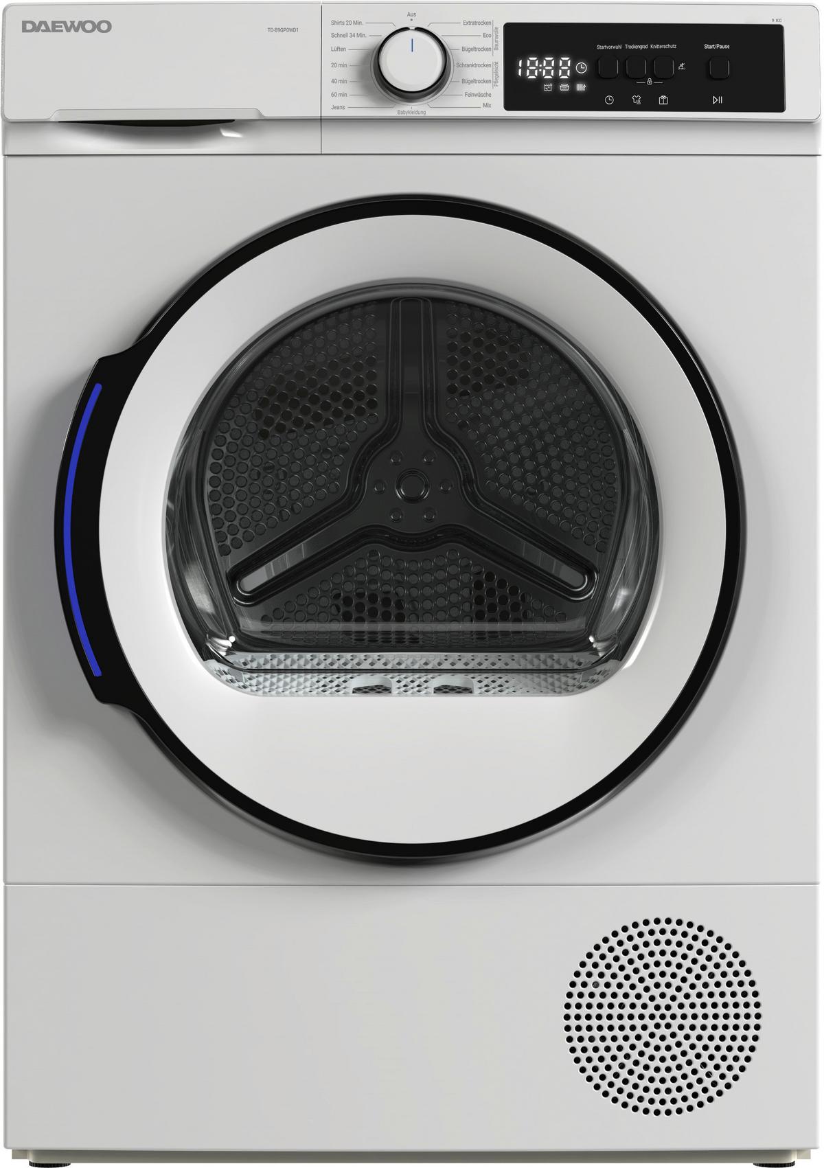 Wärmepumpentrockner 10840717 - Td-B0gp1wd0-De - Weiß, Basics, Glas/Kunststoff (59.6/84.5/60.9cm) - Daewoo