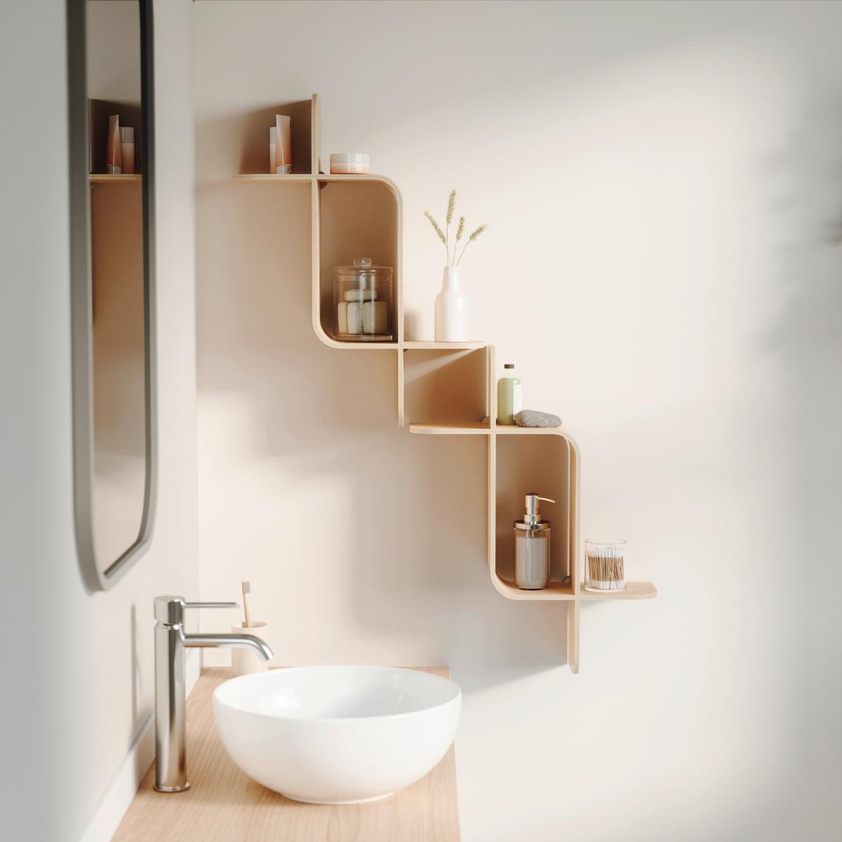 NÁSTĚNNÝ REGÁL 1017571-390 - přírodní barvy, Design, dřevo (15,2/46,9/52,2cm) - Umbra