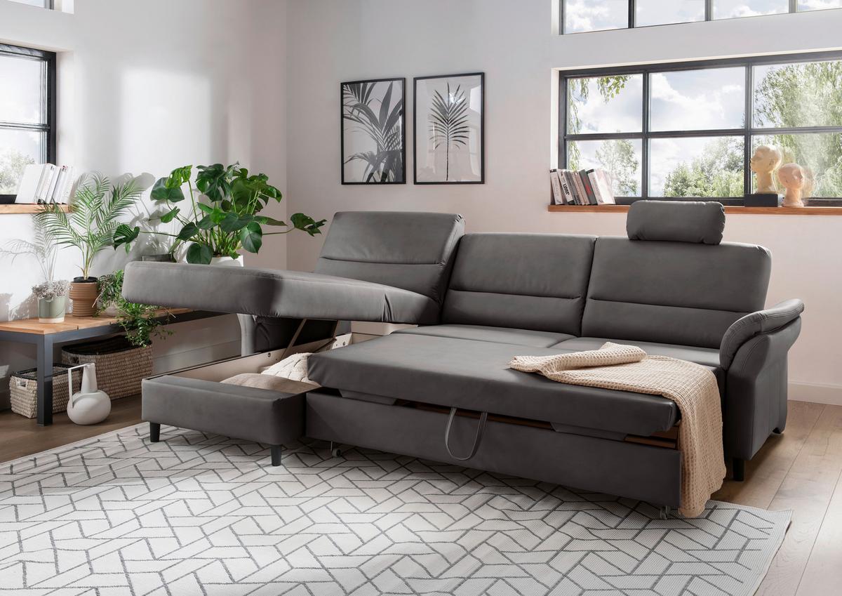 Ecksofa Cavoli Anthrazit S: 176x279 cm - Anthrazit/Schwarz, MODERN, Textil (176/279cm) - Livetastic