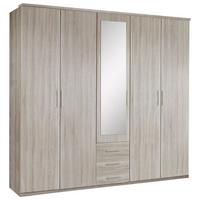 Drehtürenschrank Mit Spiegel + Laden 225cm Ben, Eiche Dekor - Eichefarben, KONVENTIONELL, Glas/Holzwerkstoff (225/210/58cm) - MID.YOU