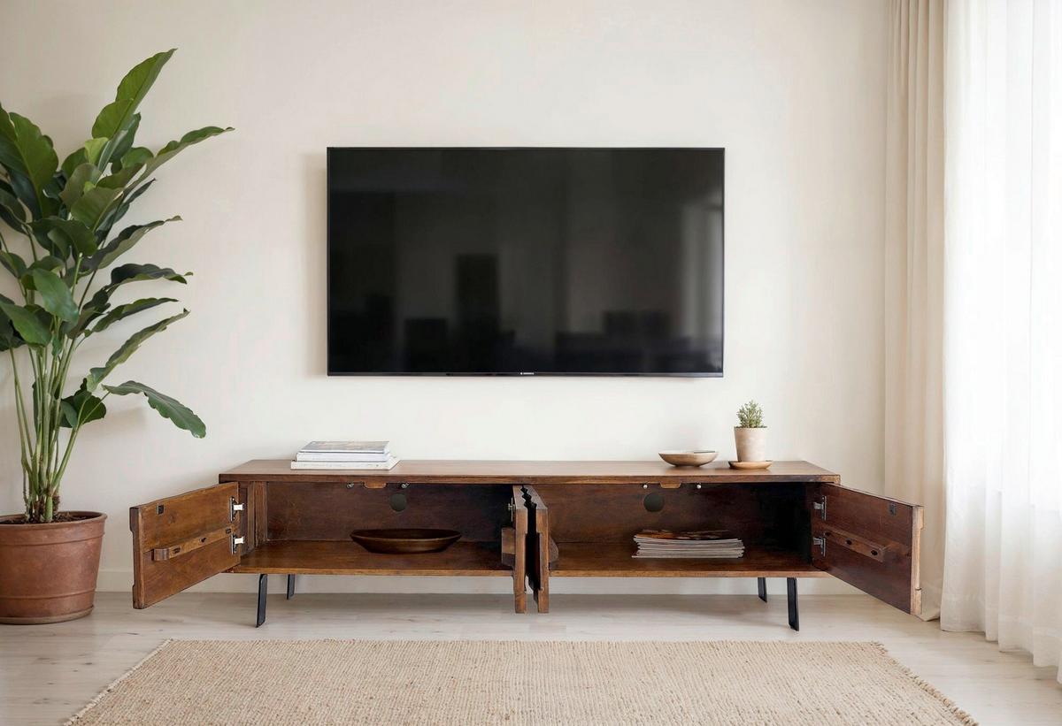 Lowboard Sheeshamfarben B: 160cm - Sheeshamfarben/Schwarz, Natur, Holz (160/40/35cm) - Livetastic