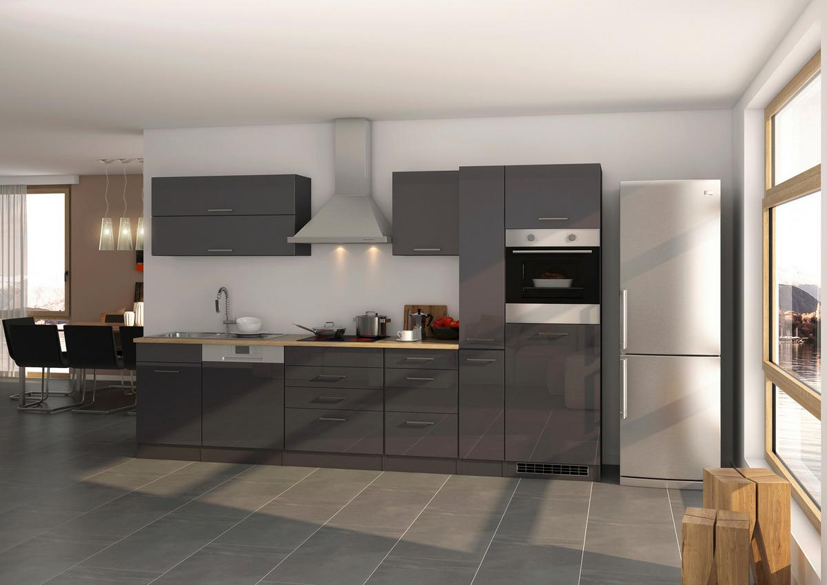 Küchenblock Mailand Gsp B: 330cm Anthrazit - Eichefarben/Anthrazit, Basics, Holzwerkstoff (330cm) - MID.YOU