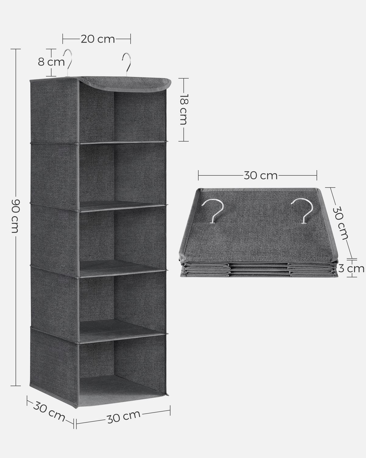 Organizer Grau BxHxT: 30x90x30 cm - Grau, Basics, Karton/Holz (30/90/30cm)