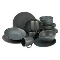 Kombiservice Keramik 4 Personen Geschirr Set - Schwarz, Design, Keramik - Creatable