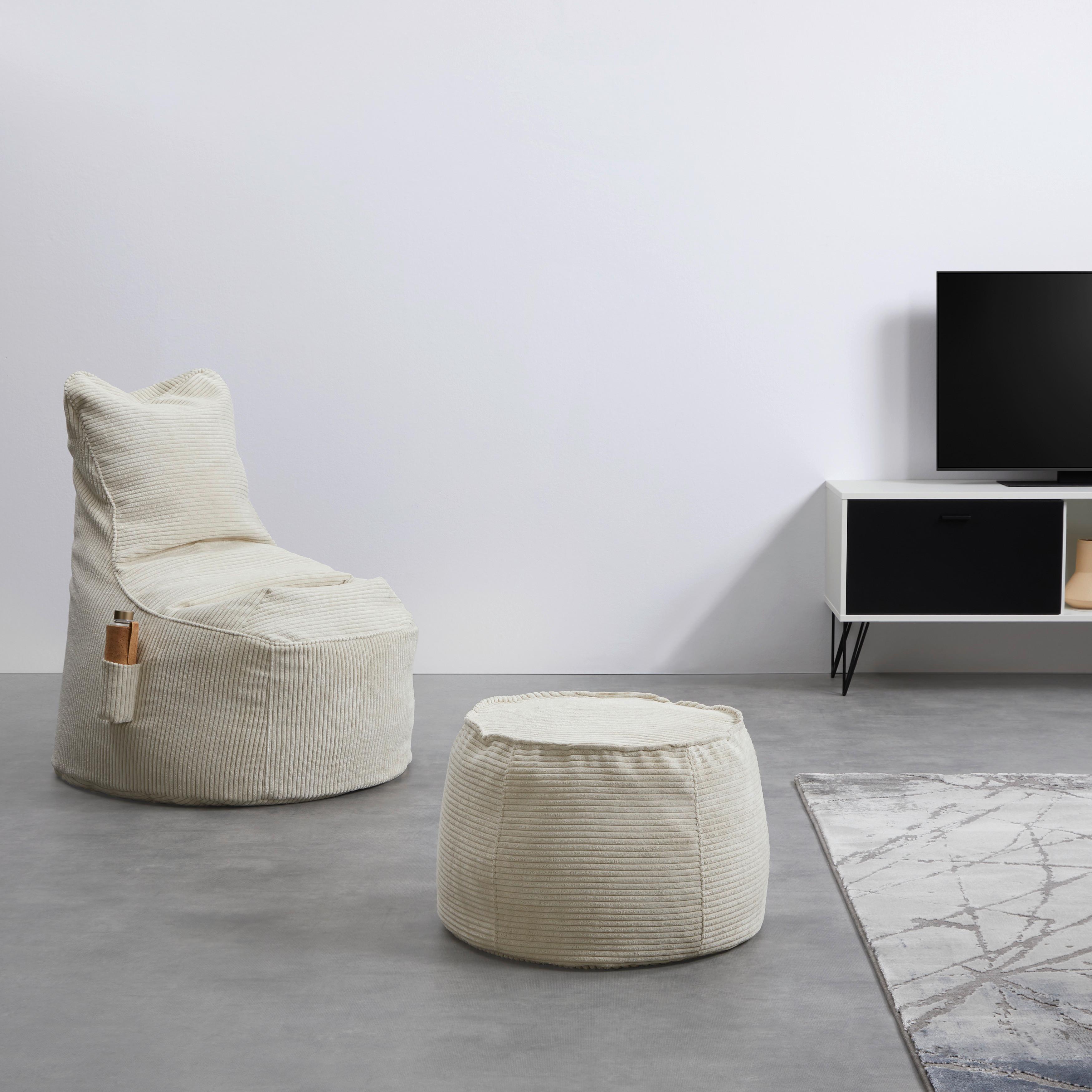 Taburet LUCYLLA, béžový manšestr - béžová, Moderní, textil (60/60/38cm) - Mömax