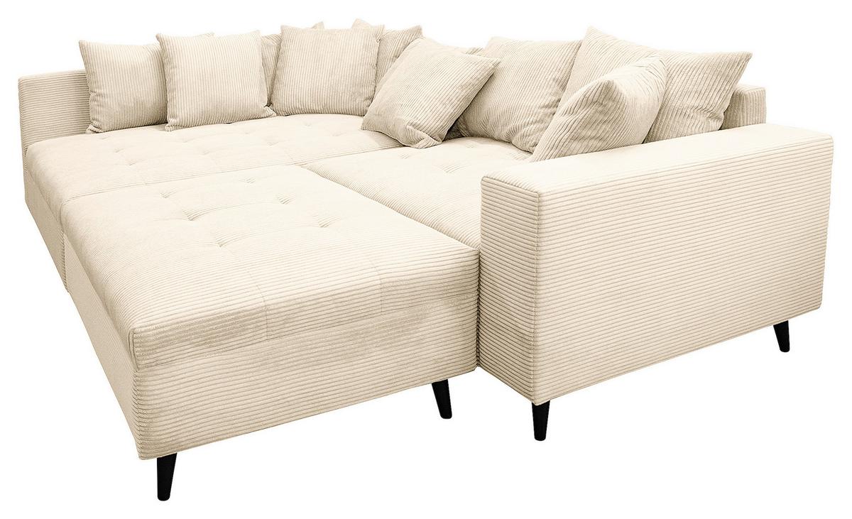 Ecksofa Pruno, Creme S: 174x247 Cm - Creme/Schwarz, Design, Textil (174/247cm) - MID.YOU