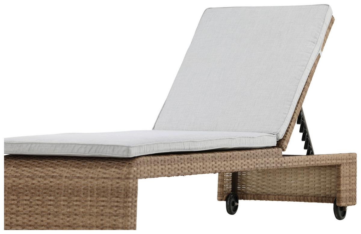 Sonnenliege London - Sandfarben/Hellbraun, KONVENTIONELL, Kunststoff/Textil (60/32/196cm) - Gardenson