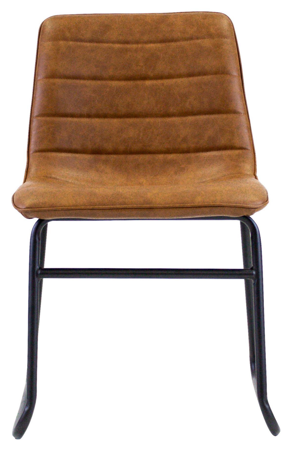 Stuhl Milan Cognac, B: 48 cm - Cognac/Schwarz, KONVENTIONELL, Kunststoff/Textil (48/77/56cm) - MID.YOU