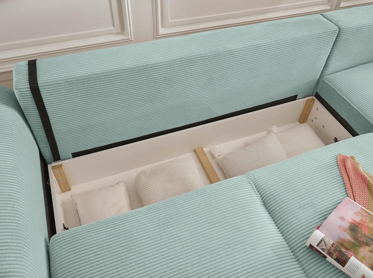 Ecksofa Maureen Salbeigrün S: 318x197 Cm - Salbeigrün/Schwarz, KONVENTIONELL, Textil (318/197cm) - MID.YOU