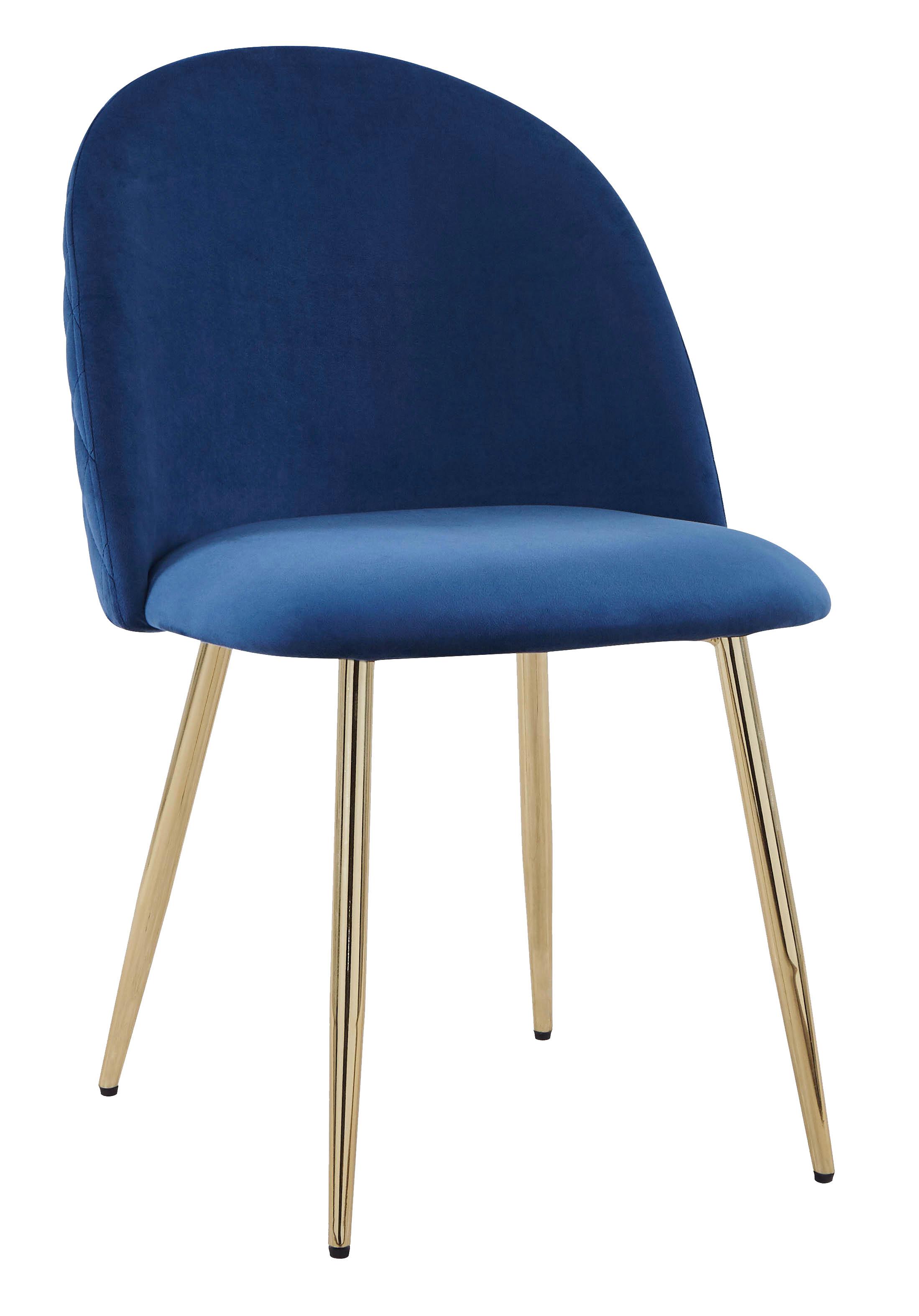 Polsterstuhl Artdeco Blau, Beine Gold - Blau/Goldfarben, MODERN, Textil/Metall (51/79/58cm) - MID.YOU