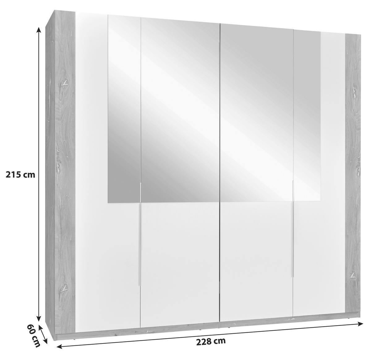 Skříň s otočnymi dveřmi COMPLETE-BP- - bílá/barvy dubu, Konvenční, kompozitní dřevo/plast (228/215/60cm)