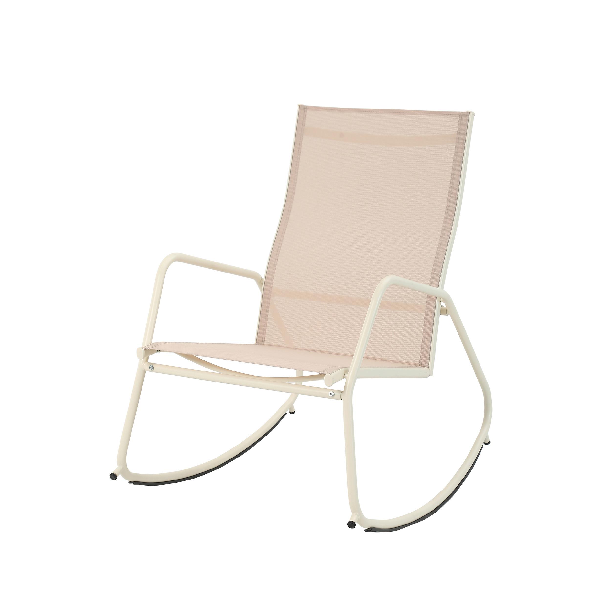 Loungesessel Brody – Schaukelstuhl - Beige, MODERN, Textil/Metall (68.5/97/91cm)