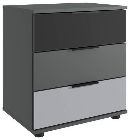 Nachtkästchen Monaco Graohitfarben/schwarz B: 52 Cm - Hellgrau/Schwarz, MODERN, Glas/Holzwerkstoff (52/58/38cm) - MID.YOU