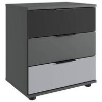 Nachtkästchen Monaco Graohitfarben/schwarz B: 52 Cm - Hellgrau/Schwarz, MODERN, Glas/Holzwerkstoff (52/58/38cm) - MID.YOU
