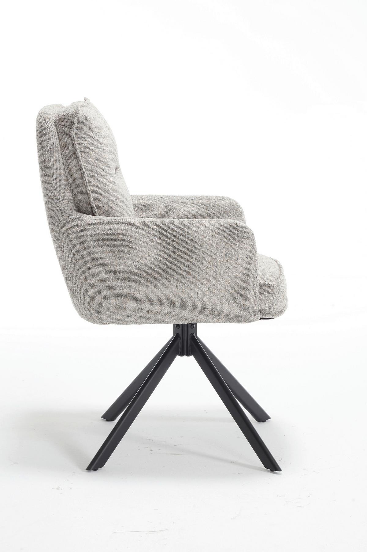 Armlehnstuhl Grau B: 60cm - Schwarz/Grau, MODERN, Textil/Metall (60/93/67cm) - Livetastic