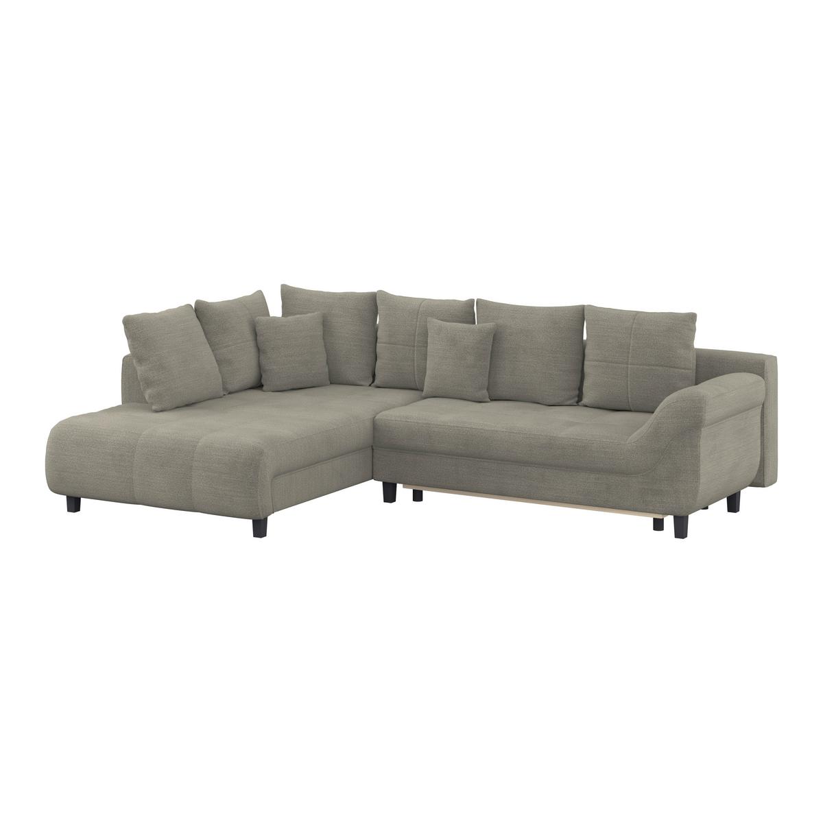 Ecksofa Mit Schlaffunktion Mendoza New Chenille 197x309cm - Sandfarben/Schwarz, KONVENTIONELL, Textil (197/309cm) - Ondega