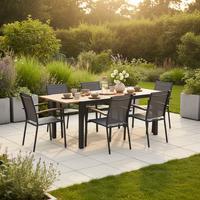 Gartentisch ausziehbar Tilos Echtholz L: 150cm - Schwarz/Akaziefarben, KONVENTIONELL, Holz/Metall (150-200/90	90/75cm) - Gardenson