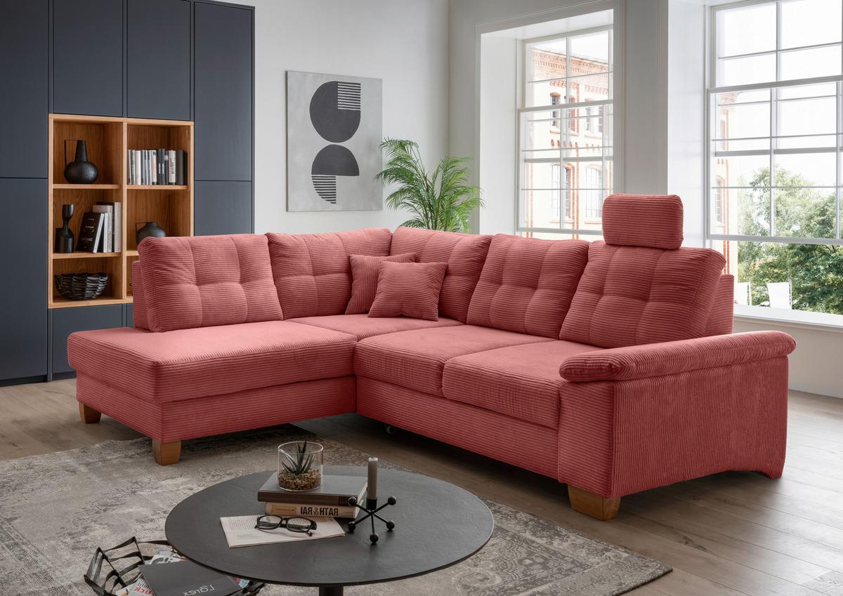 Ecksofa Brizzini Koralle S: 206x274 Cm - Koralle/Naturfarben, MODERN, Textil (206/274cm) - Livetastic