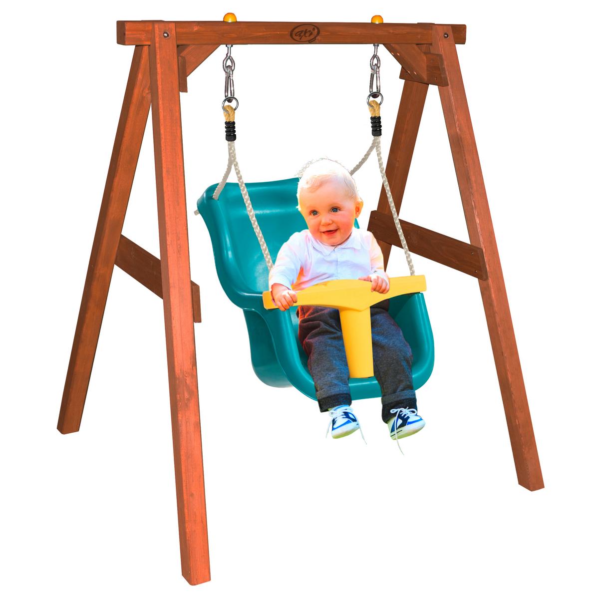 Schaukel Holz Braun Schale Witterungsbeständig - Braun, Basics, Holz/Kunststoff (120/134/103cm) - Ambia Garden