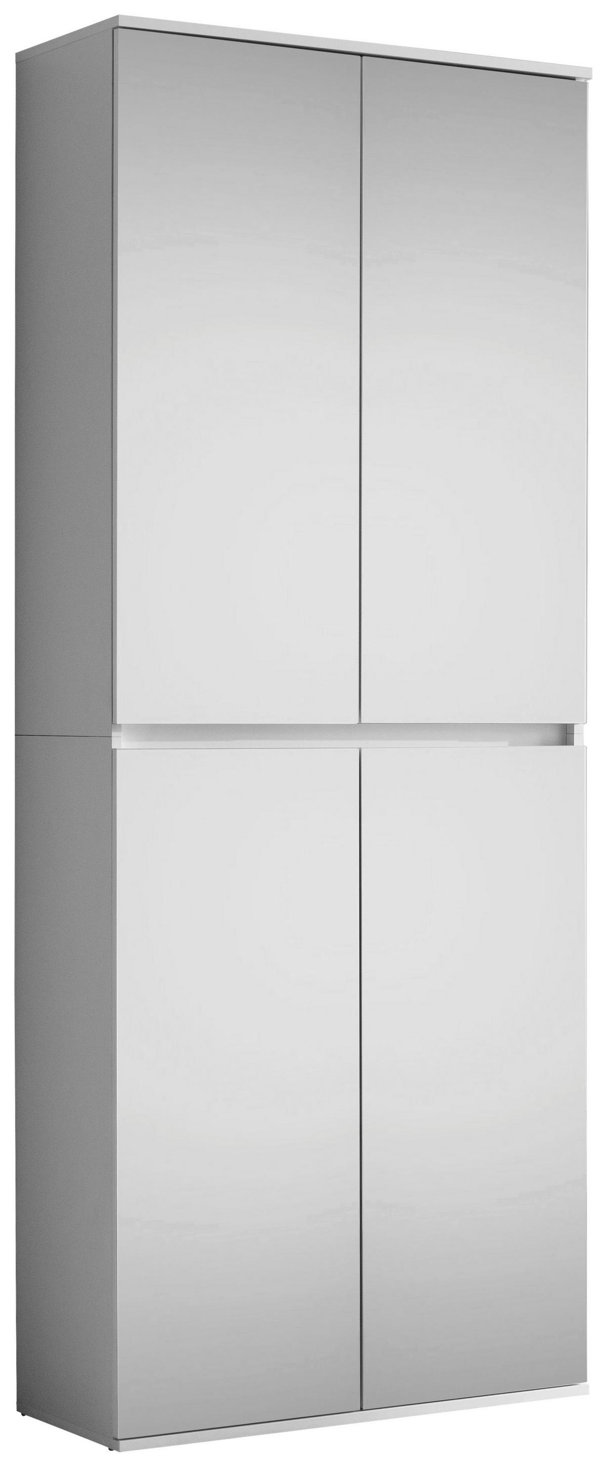 Garderobenschrank Mirror Weiß Mit Spiegel B: 74 cm - Weiß, Basics, Glas/Holzwerkstoff (74/191/34cm) - MID.YOU