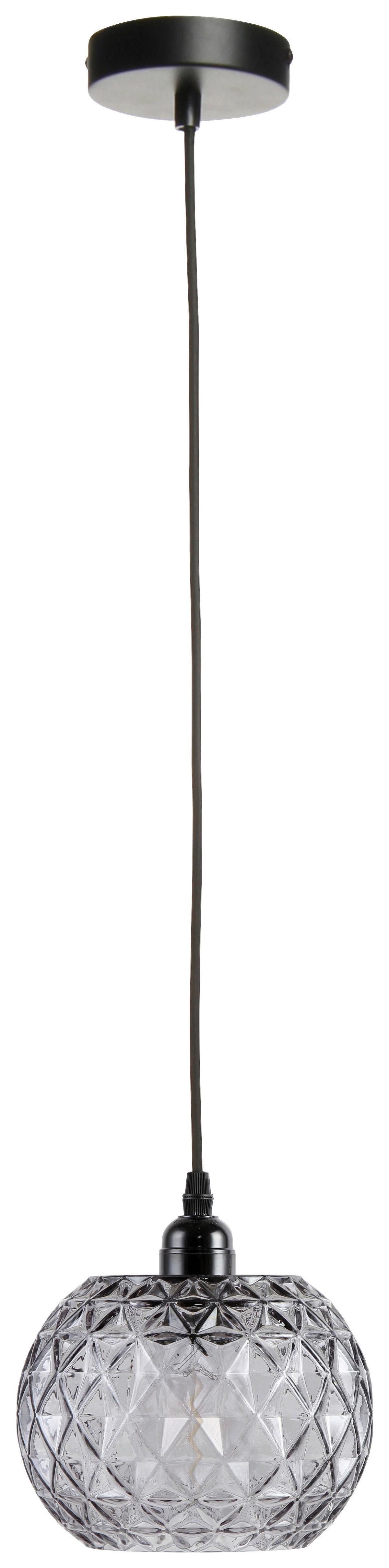 Hängeleuchte Grau B: 18cm Corvus Klar / Grau - Klar/Grau, Basics, Glas (18/18/18cm) - Kayoom