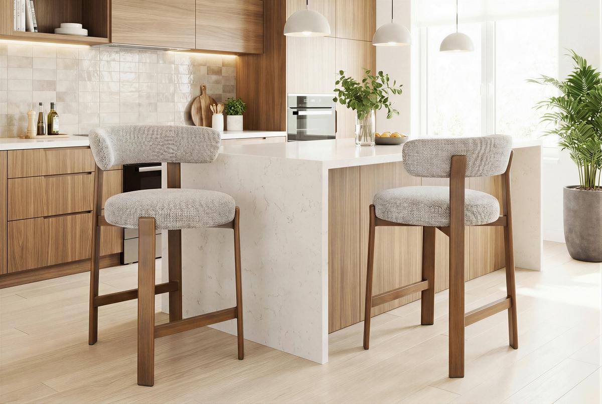 Barhocker Bilbao Braun B: 52 cm - Walnussfarben/Braun, MODERN, Textil/Metall (52/90,5/53,5cm) - Livetastic