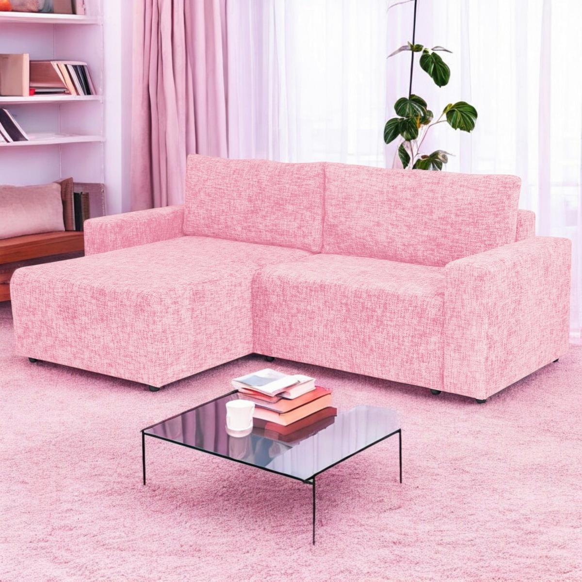 Ecksofa Dallas Struktur Rosa 258x173 Cm - Schwarz/Rosa, MODERN, Holz/Kunststoff (258/173cm)