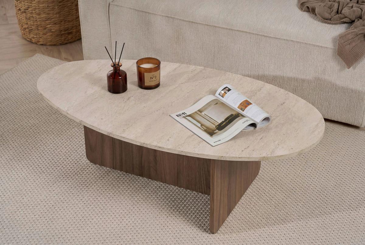 Couchtisch Orba Creme/Walnussfarben L: 120cm - Walnussfarben/Creme, Design, Holzwerkstoff (120/40/65cm) - MID.YOU