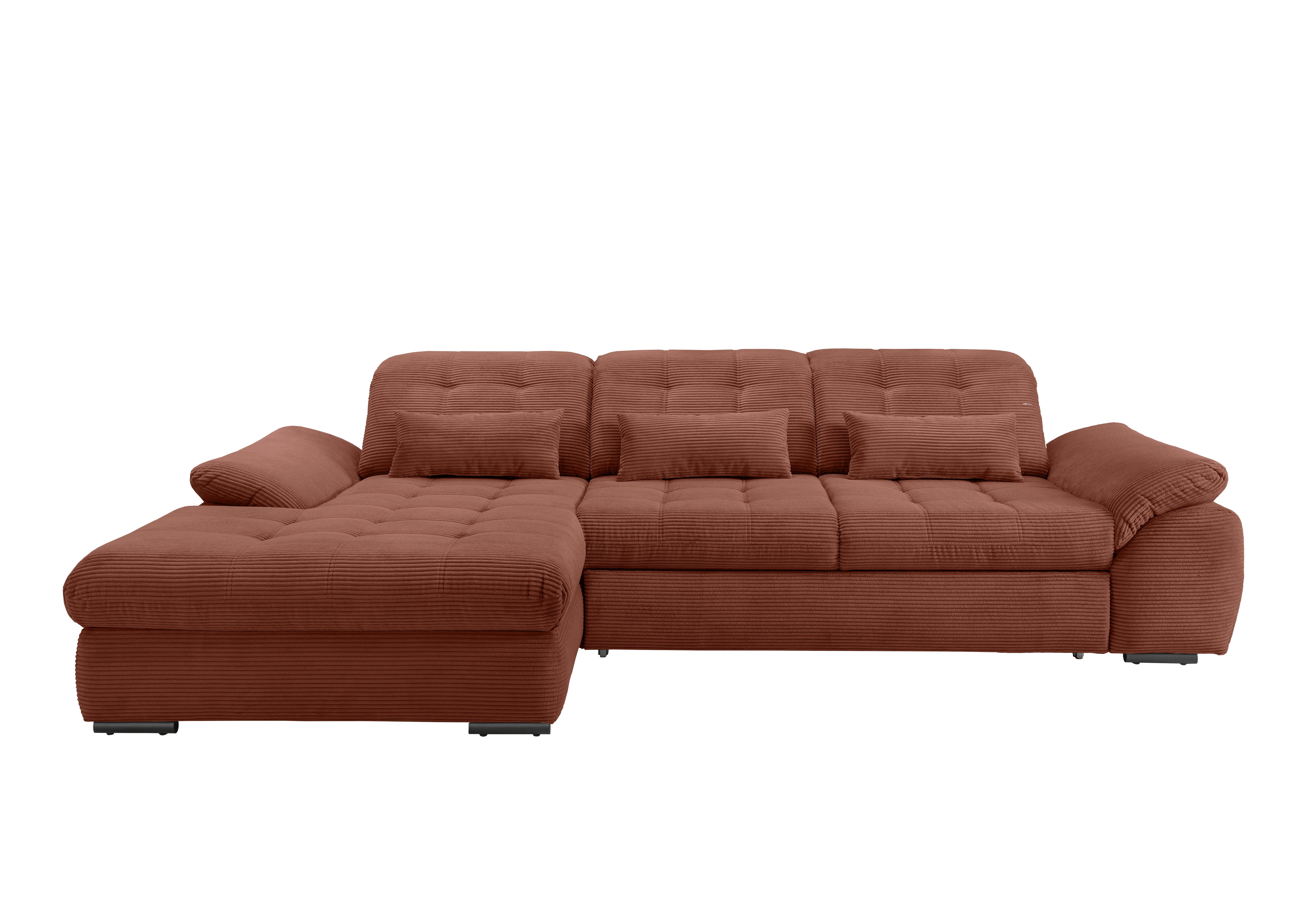 Ecksofa mit Bettkasten Rigatti Koralle S: 184x314 cm - Koralle/Schwarz, MODERN, Textil (184/314cm) - Livetastic