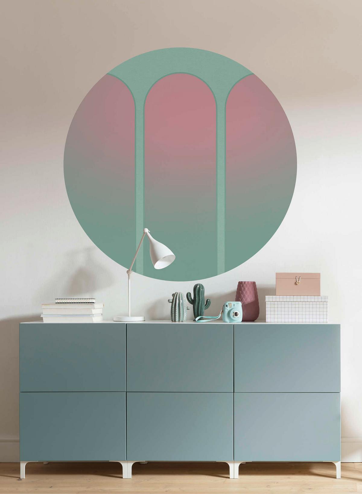 Fototapete Three Doors - Rosa/Grün, Trend, Papier (125cm) - Komar