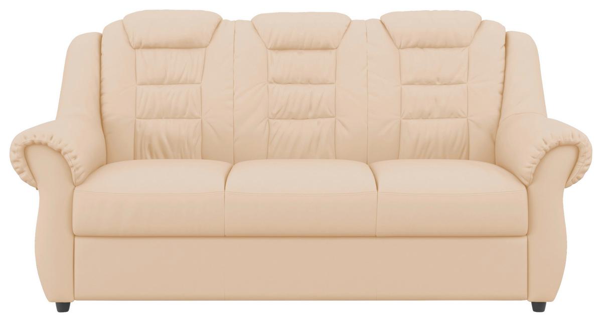 3-sitzer-sofa Boston Beige Lederlook - Beige/Schwarz, KONVENTIONELL, Textil (196/102/101cm) - Livetastic