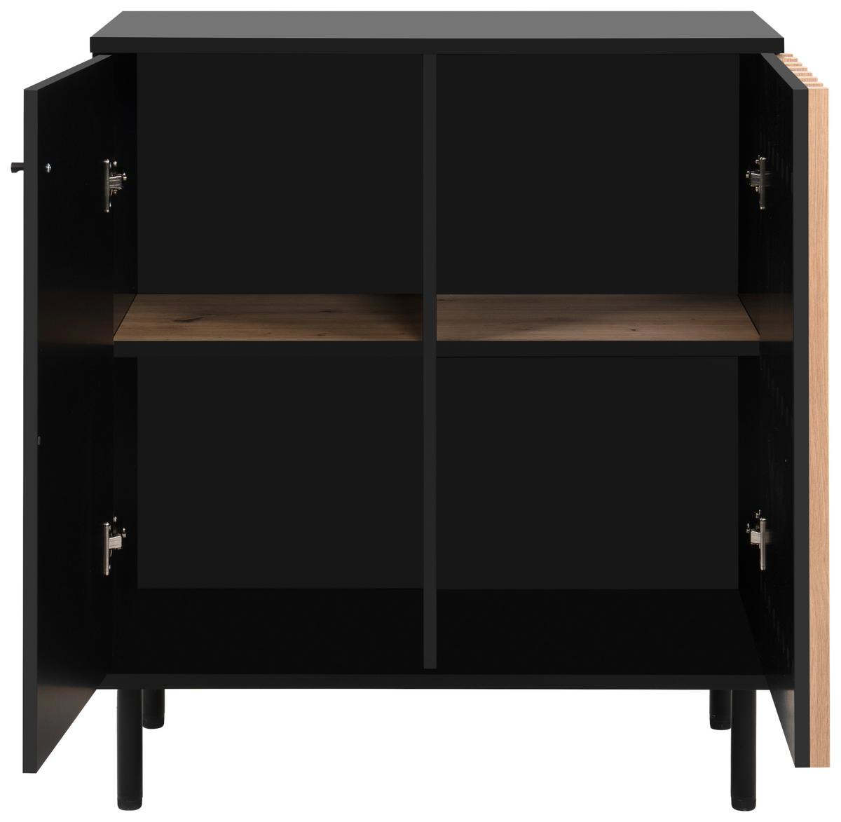 Kommode Monza 01d - Schwarz/Eiche Artisan, Design, Holzwerkstoff (80/90/40cm) - Livetastic