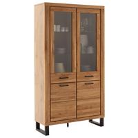 Vitine Kambo Wildeiche 4 Türen - Wildeiche/Schwarz, ROMANTIK / LANDHAUS, Glas/Holz (108/199/40cm)