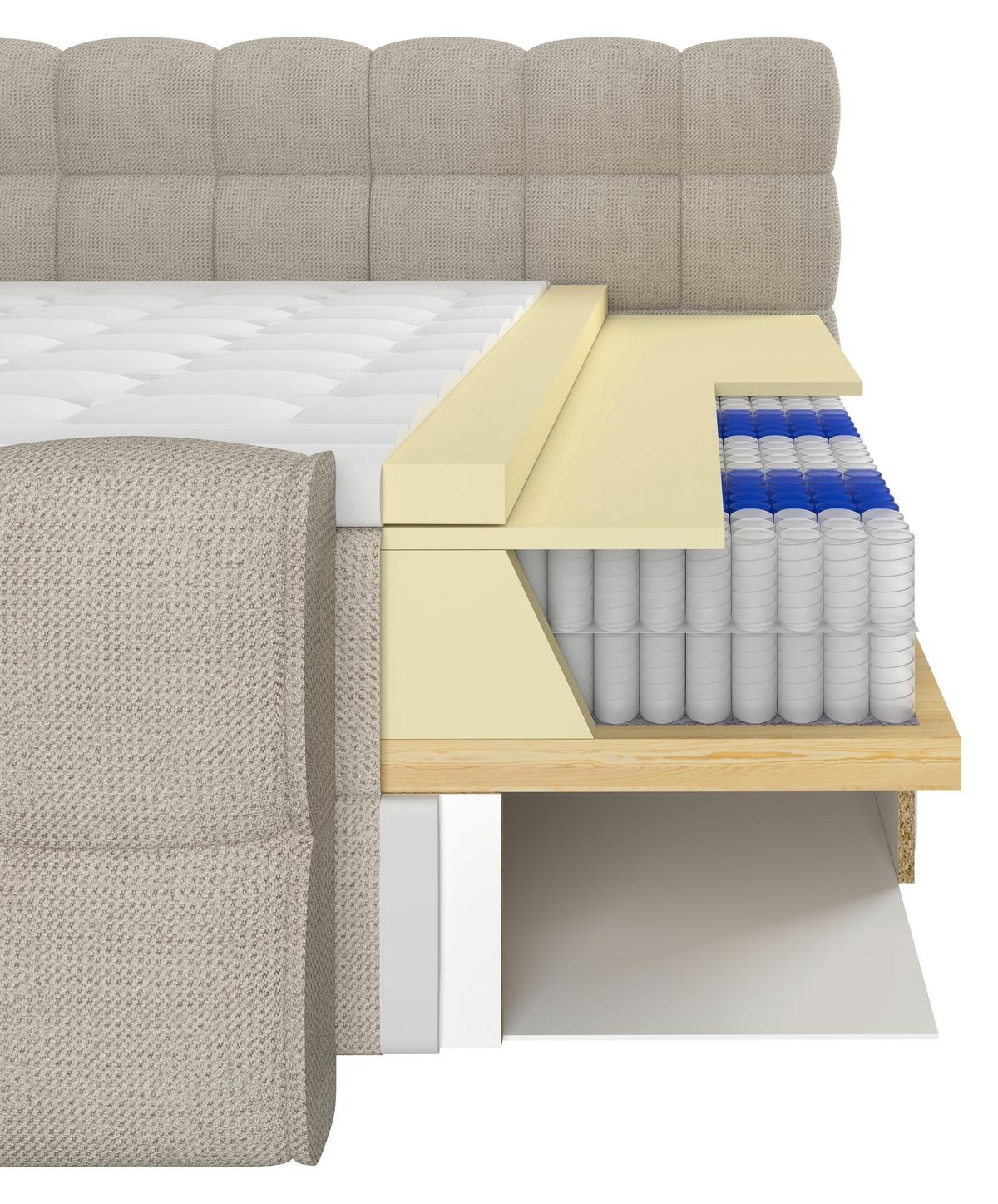 BOXSPRINGBETT inkl. Bettkasten 160x200 - Creme/Schwarz, Trend, Holz/Holzwerkstoff (160/200cm) - Sembella