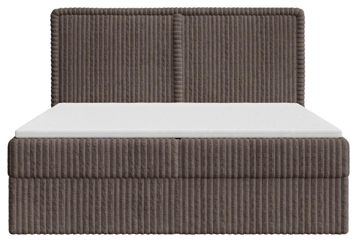 Boxbett Barcelona mit Topper 140x200 - Schwarz/Braun, MODERN, Holz/Kunststoff (140/200cm) - Livetastic