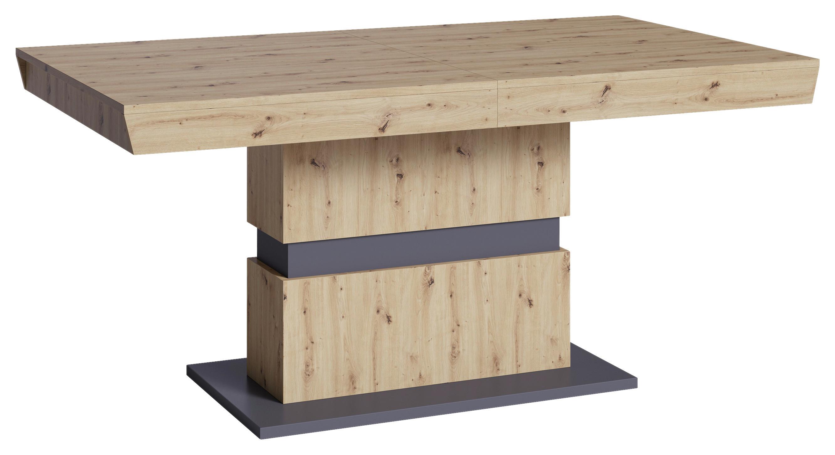 Esstisch Ausziehbar Matthew 160-215x90cm Eiche Dekor/grau - Dunkelgrau/Eiche Artisan, MODERN, Holzwerkstoff (160/90/75cm) - MID.YOU
