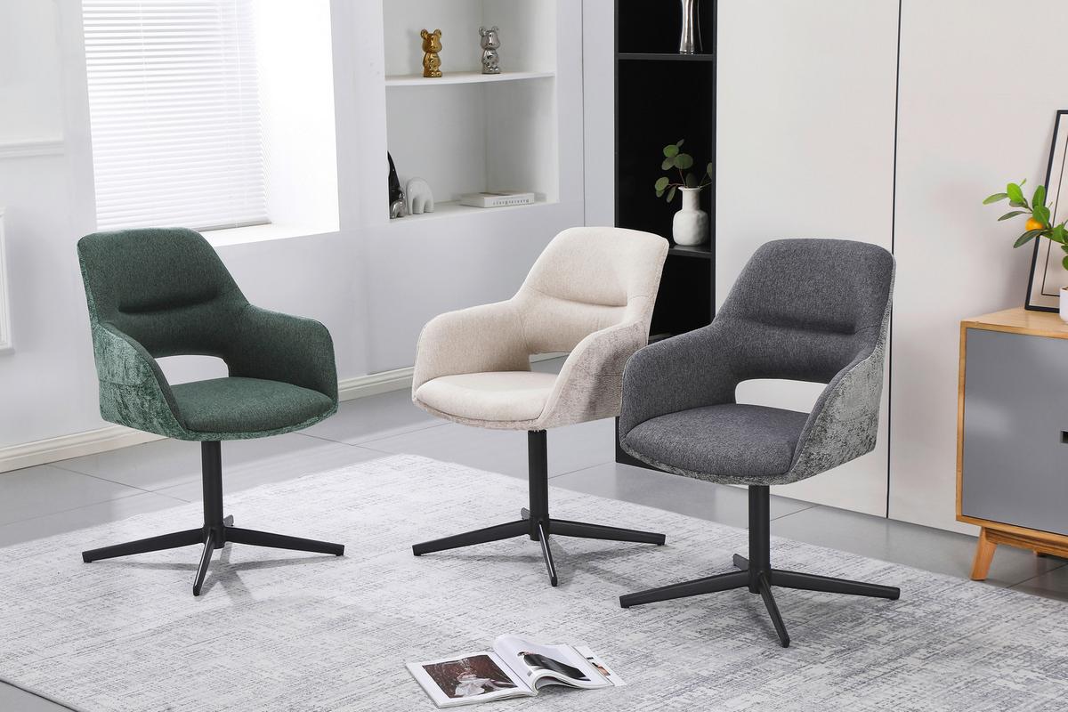 Armlehnstuhl Kaan Chenille Beige, B: 61 Cm - Beige/Schwarz, KONVENTIONELL, Textil/Metall (61/85/63cm) - MID.YOU