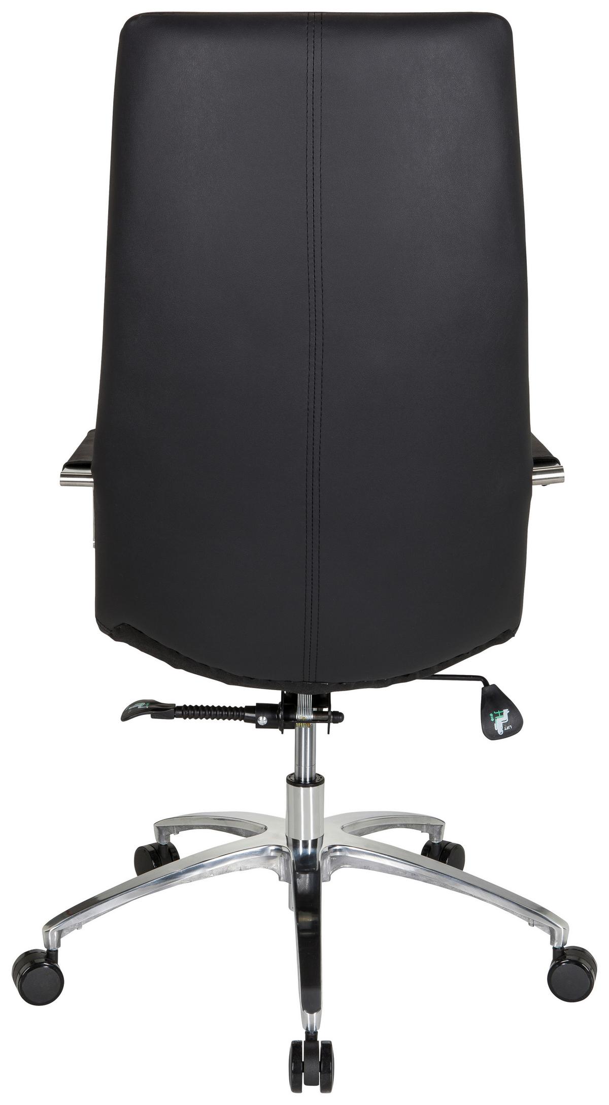 Drehstuhl Saranto Pro Schwarz - Silberfarben/Schwarz, MODERN, Leder/Kunststoff (58/115/74cm) - MID.YOU