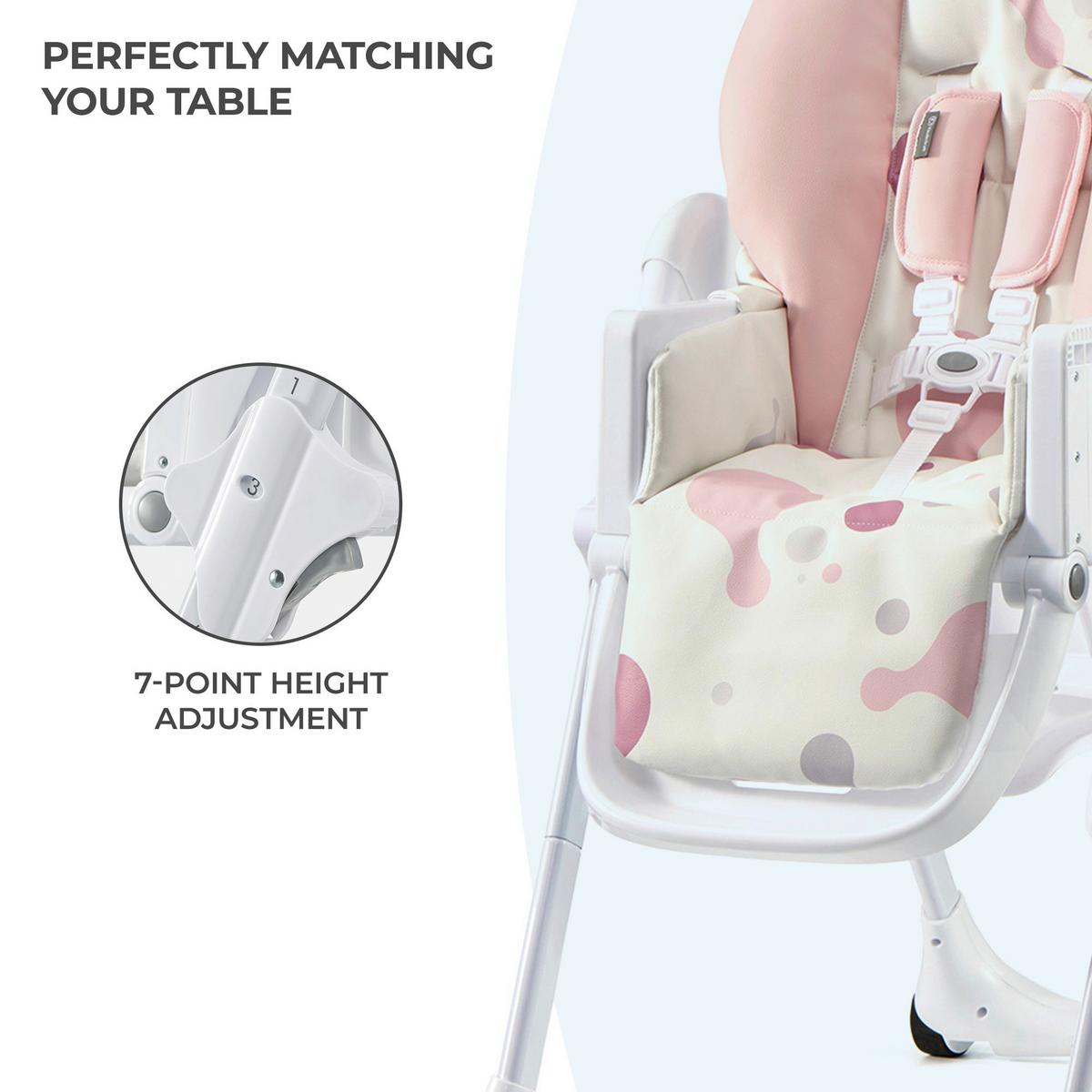 Hochstuhl Yummy Bunt, B/H/T: 55,5x105x84,5cm - Multicolor/Rosa, Basics (55.5/105/84.5cm) - Kinderkraft