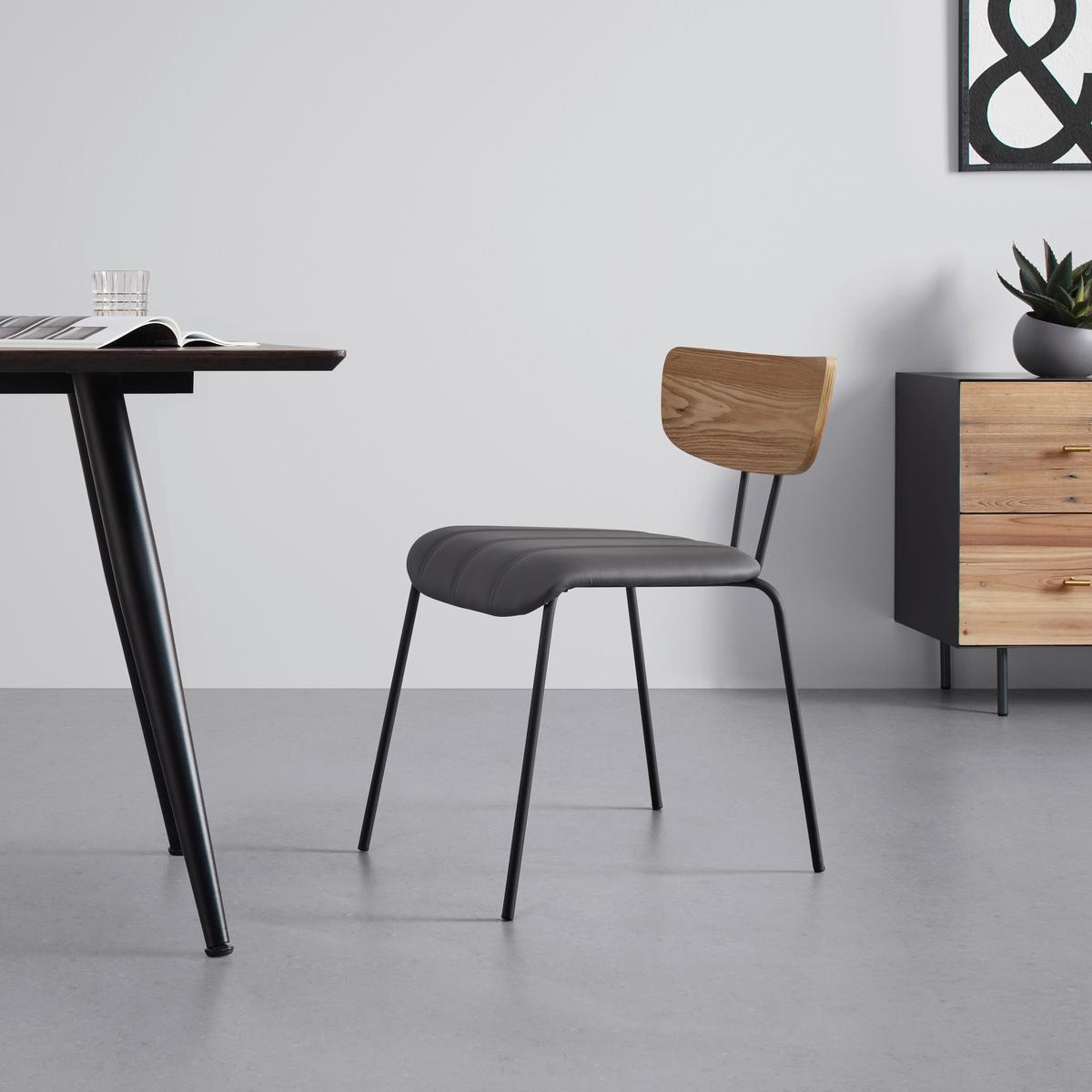 Jídelní židle CERA šedá - šedá/černá, Moderní, kov/dřevo (42/78/54cm) - Bessagi Home